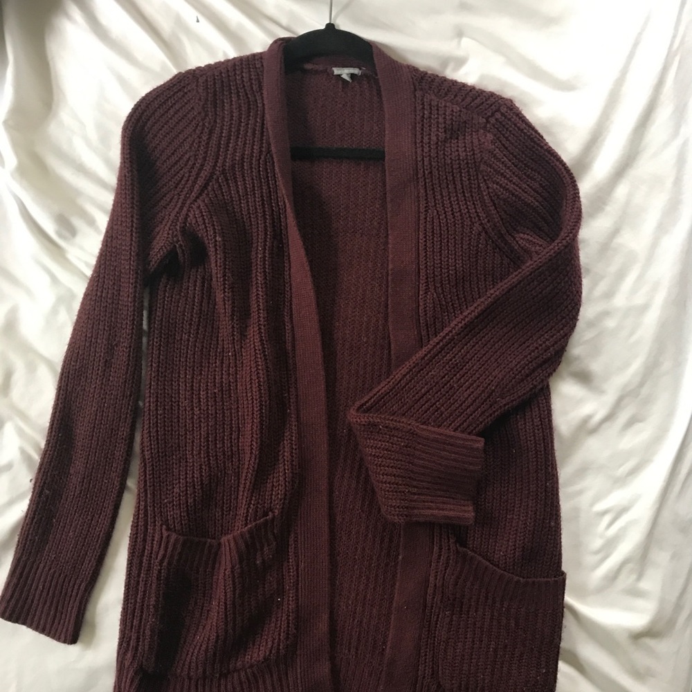 Maroon Knit Cardigan